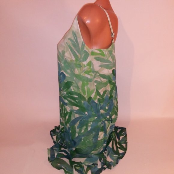 CAbi Green and Blue Leaf Print Midi Dress - Picture 6 of 10